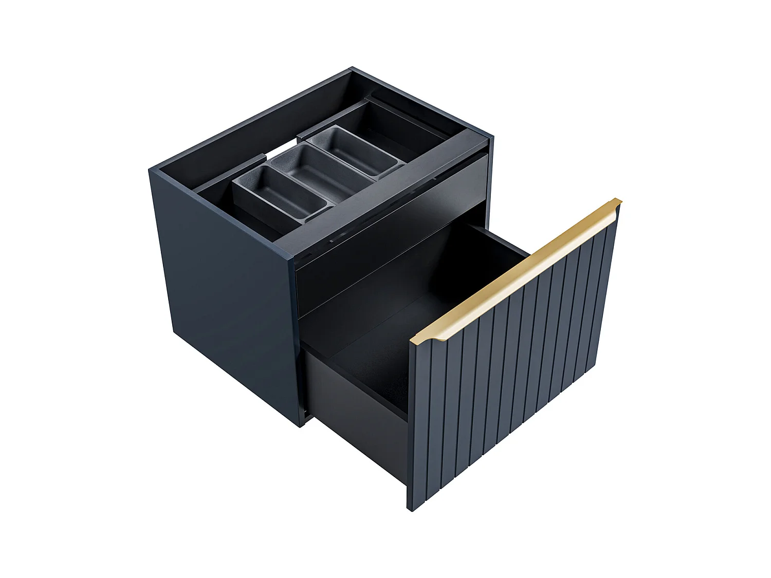 Meuble sous vasque suspendu strié bleu - 60 cm - JOSEPHA