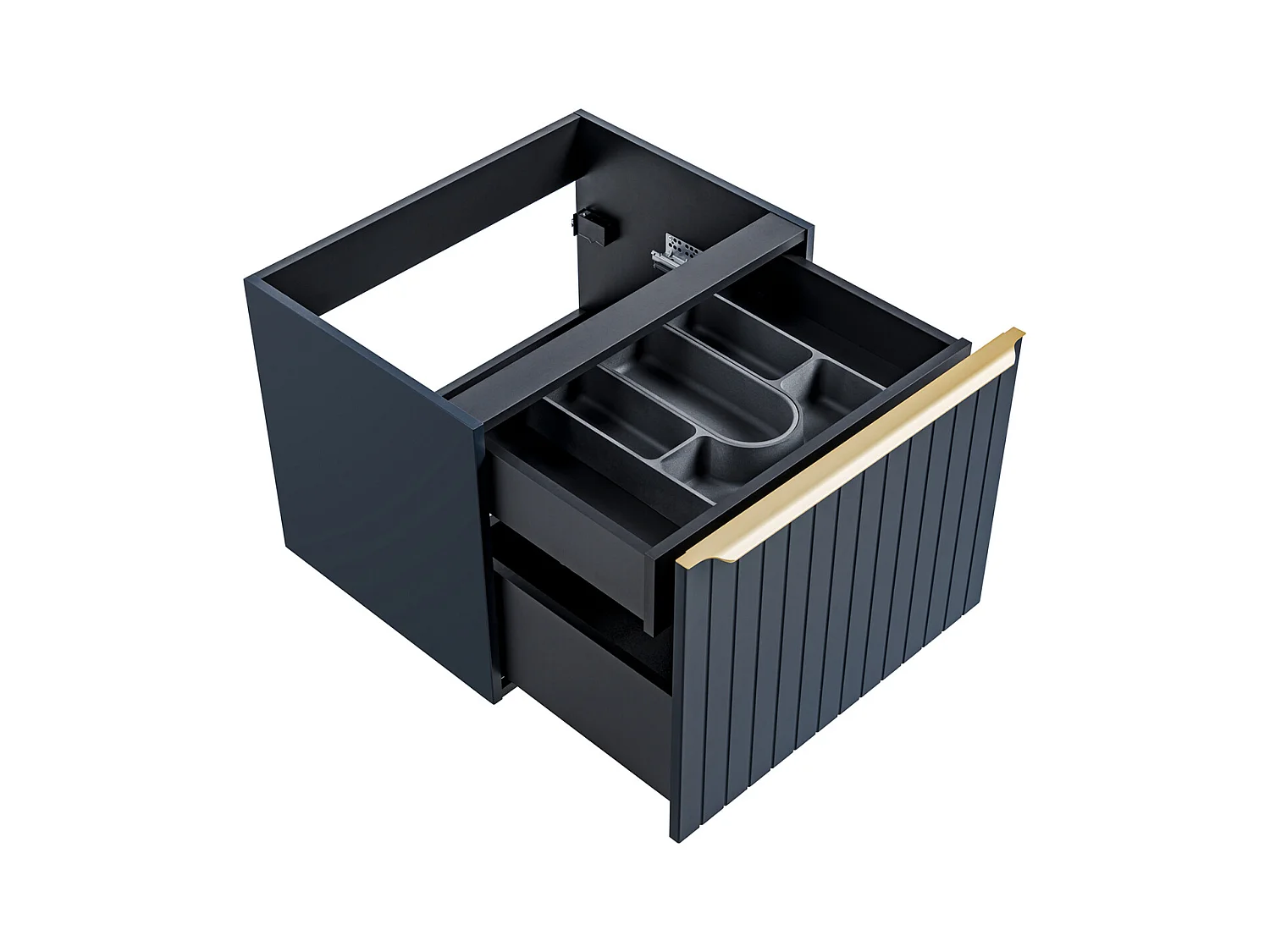 Meuble sous vasque suspendu strié bleu - 60 cm - JOSEPHA