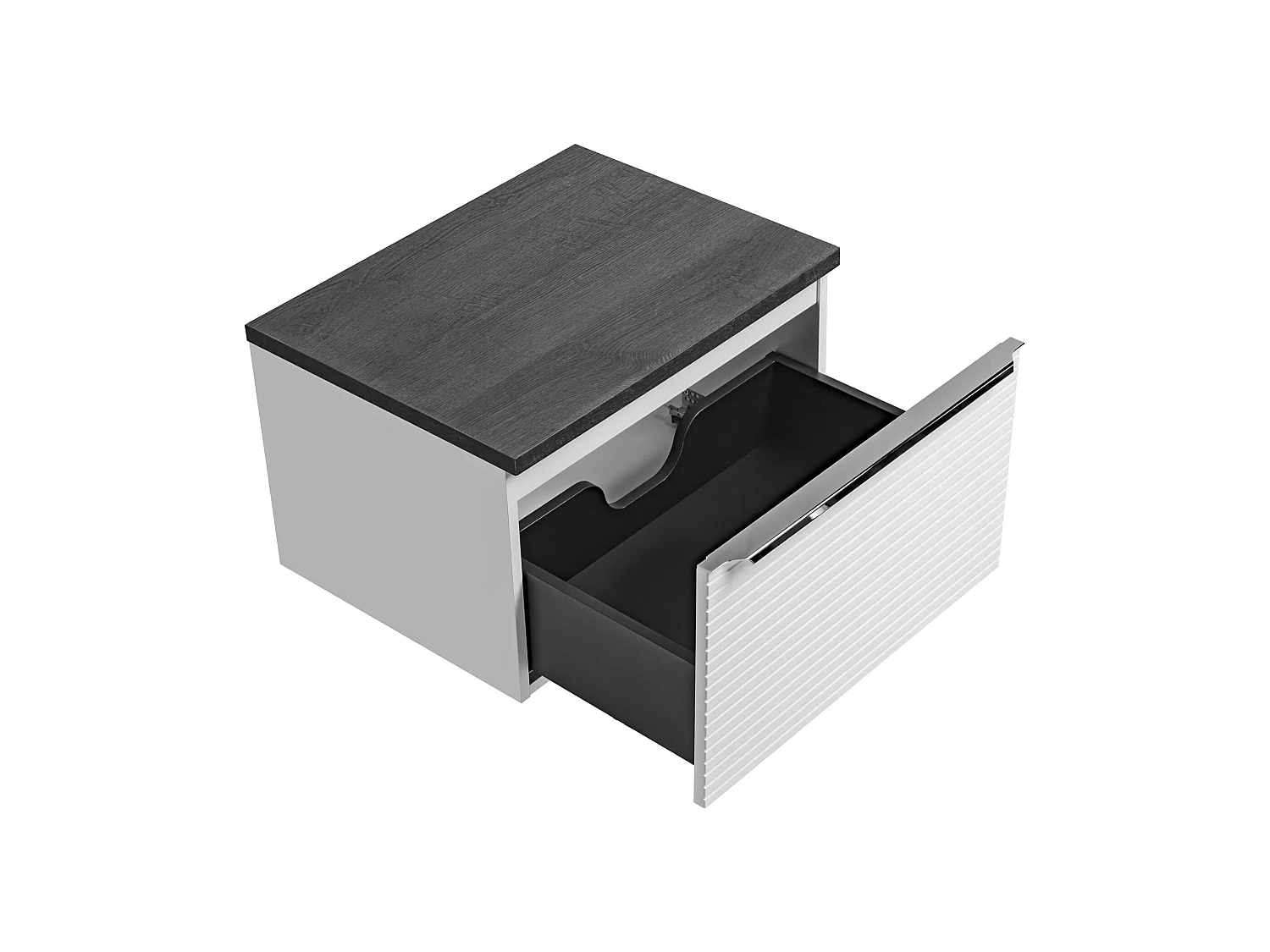 Väggmonterad badrumsmöbel i vitstrierad design med enkel bänktvättställ - 60 cm - LATOMA