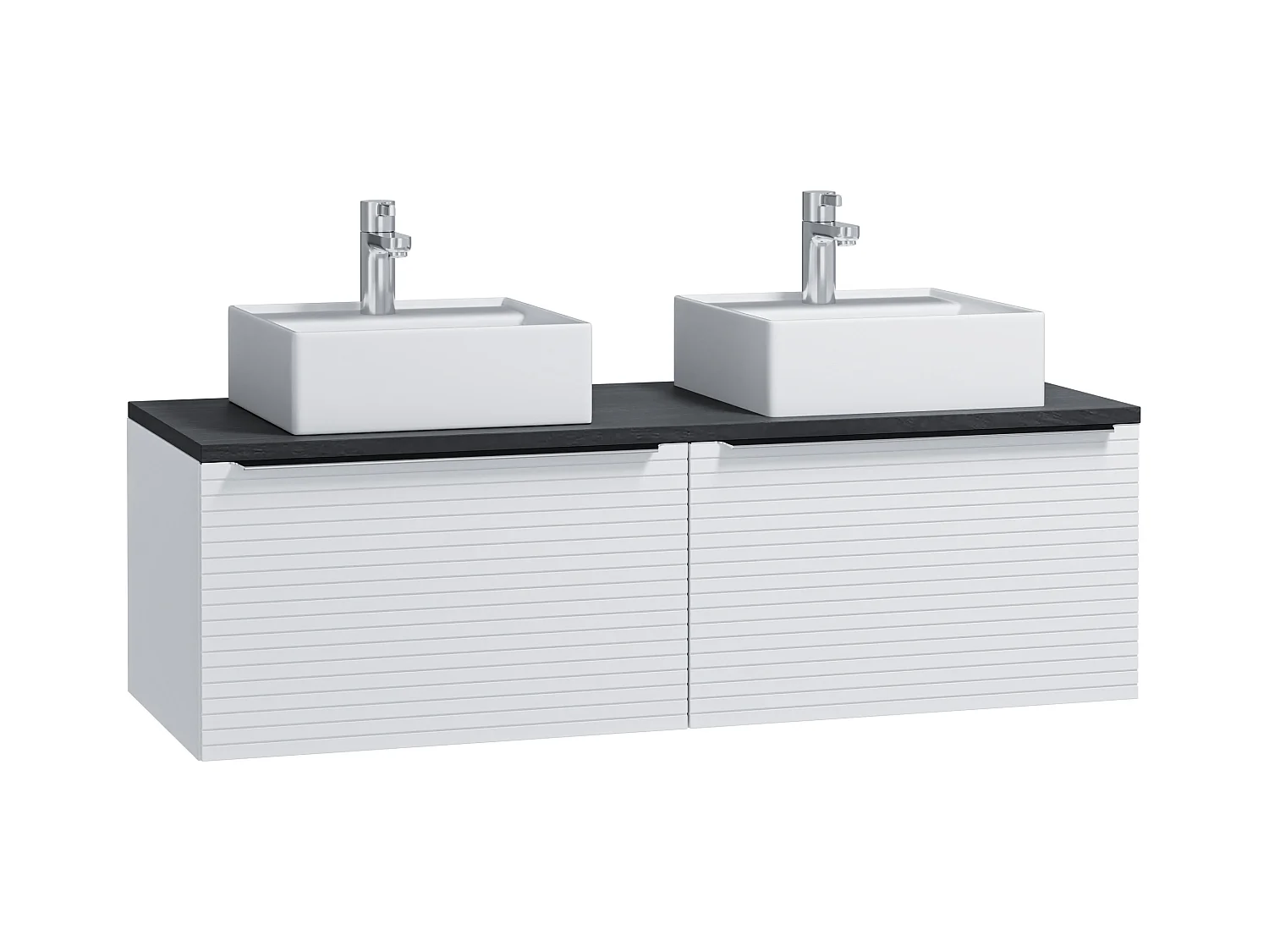 Hangend badkamermeubel wit gestreept met dubbele wastafel - 120 cm - LATOMA