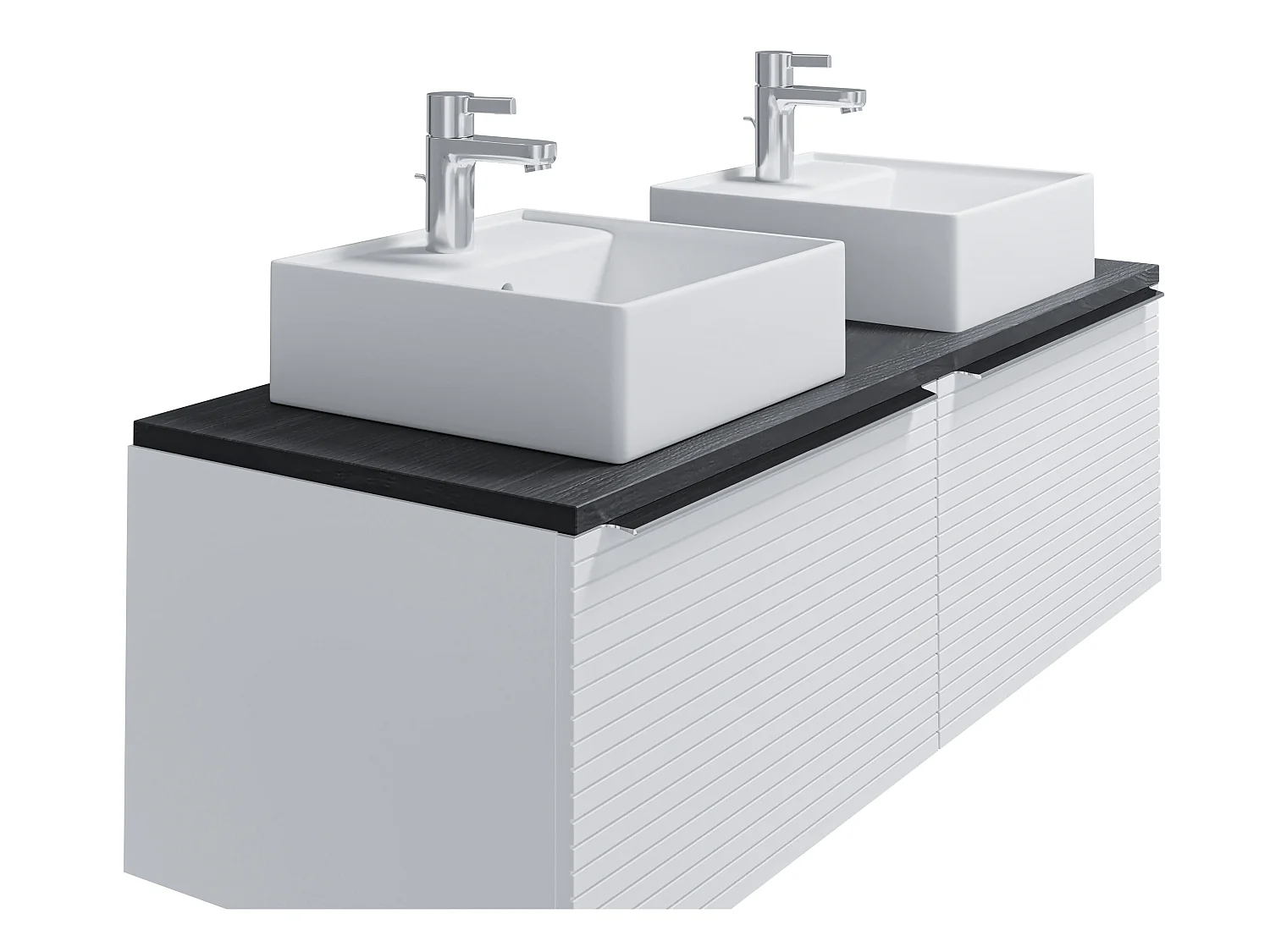 Hangend badkamermeubel wit gestreept met dubbele wastafel - 120 cm - LATOMA