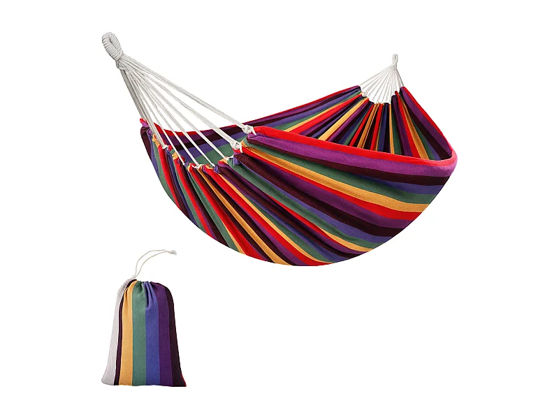 Hamac de voyage respirant portable toile de hamac dim. 2,9L x 1,5l m sac transport coton polyester multicolore