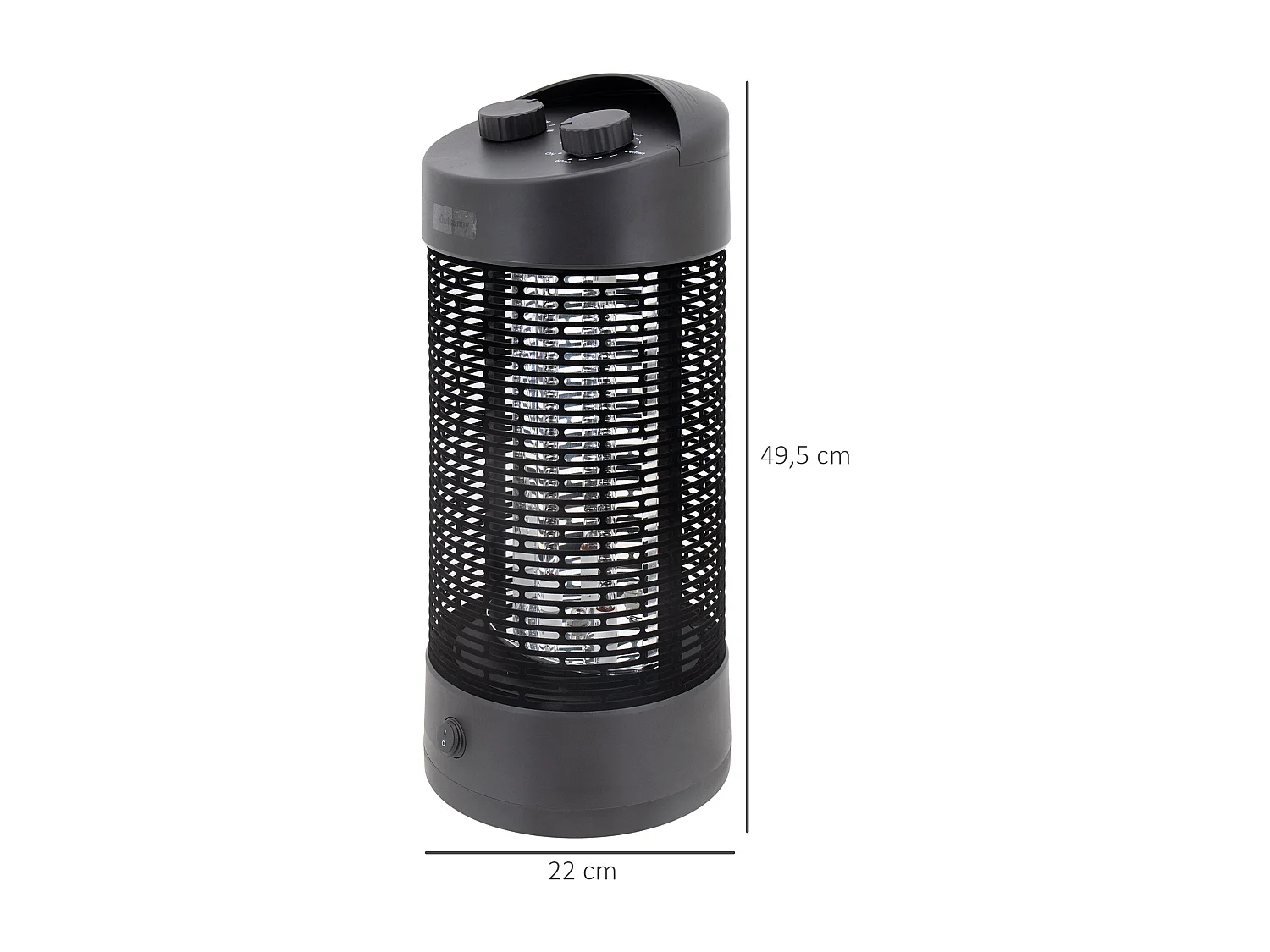 Chauffage extérieur radiant infrarouge électrique autoportant 2 modes 600/1200 W réflecteur acier inox. noir