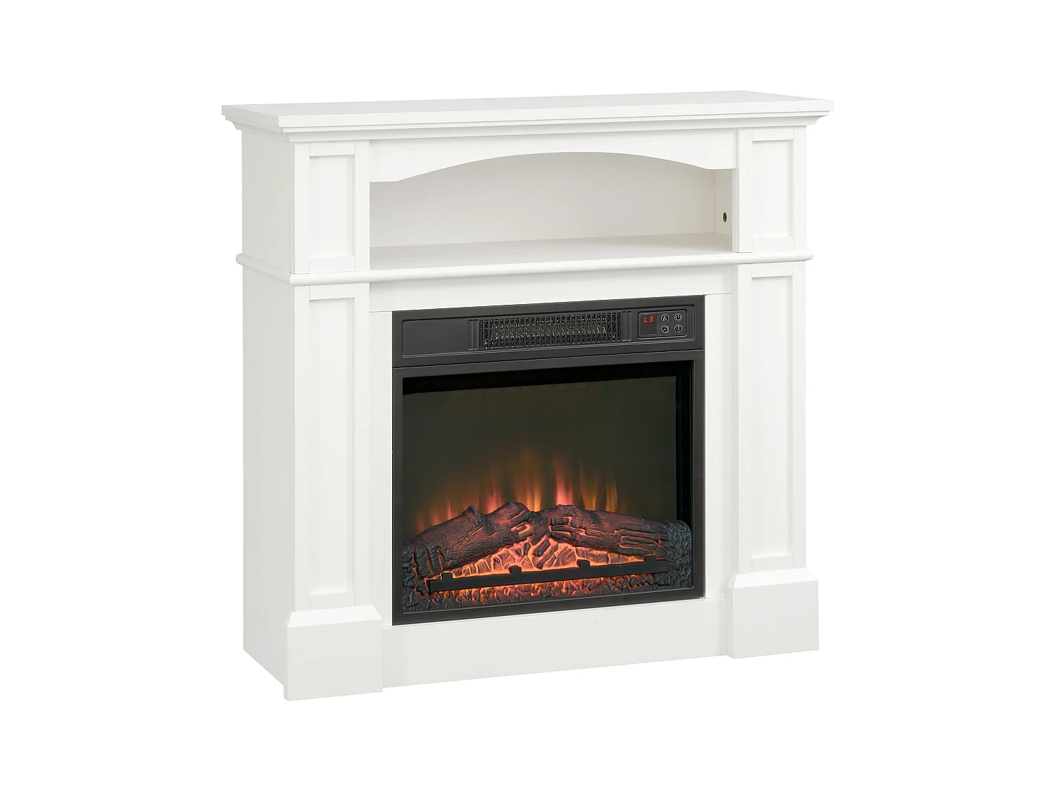 Cheminée électrique XL style classique chic 1800W  effet flammes LED réglable télécommande blanc
