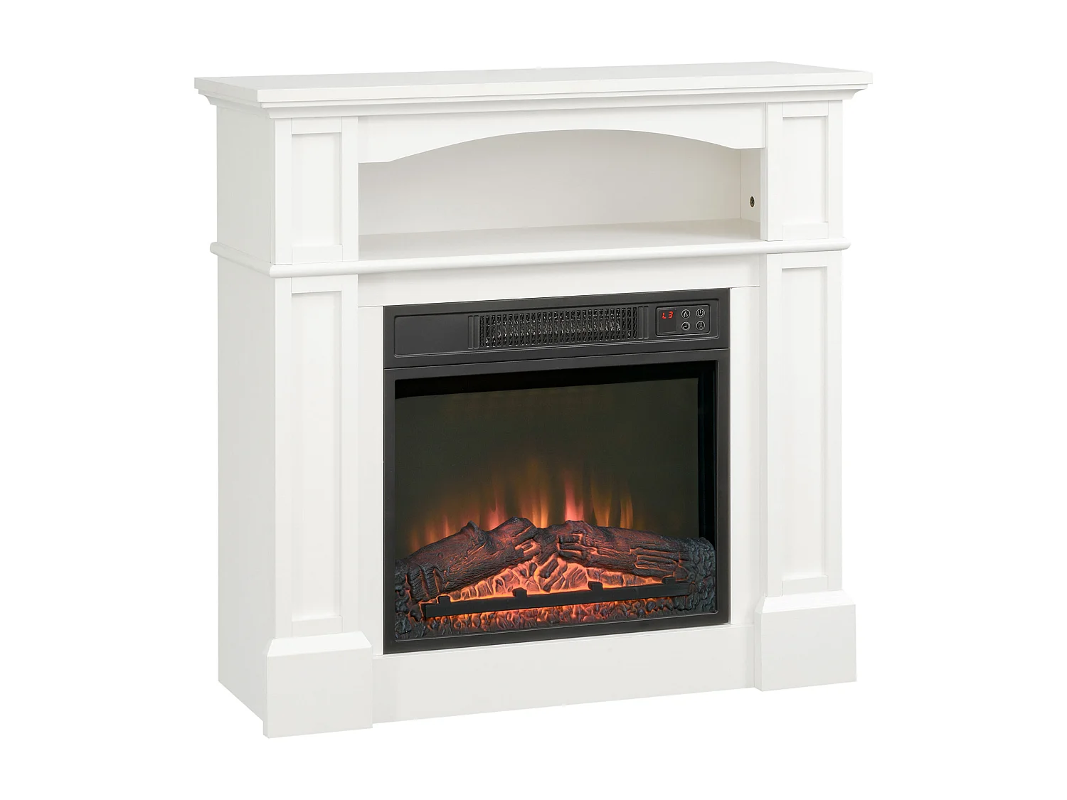 Cheminée électrique XL style classique chic 1800W  effet flammes LED réglable télécommande blanc