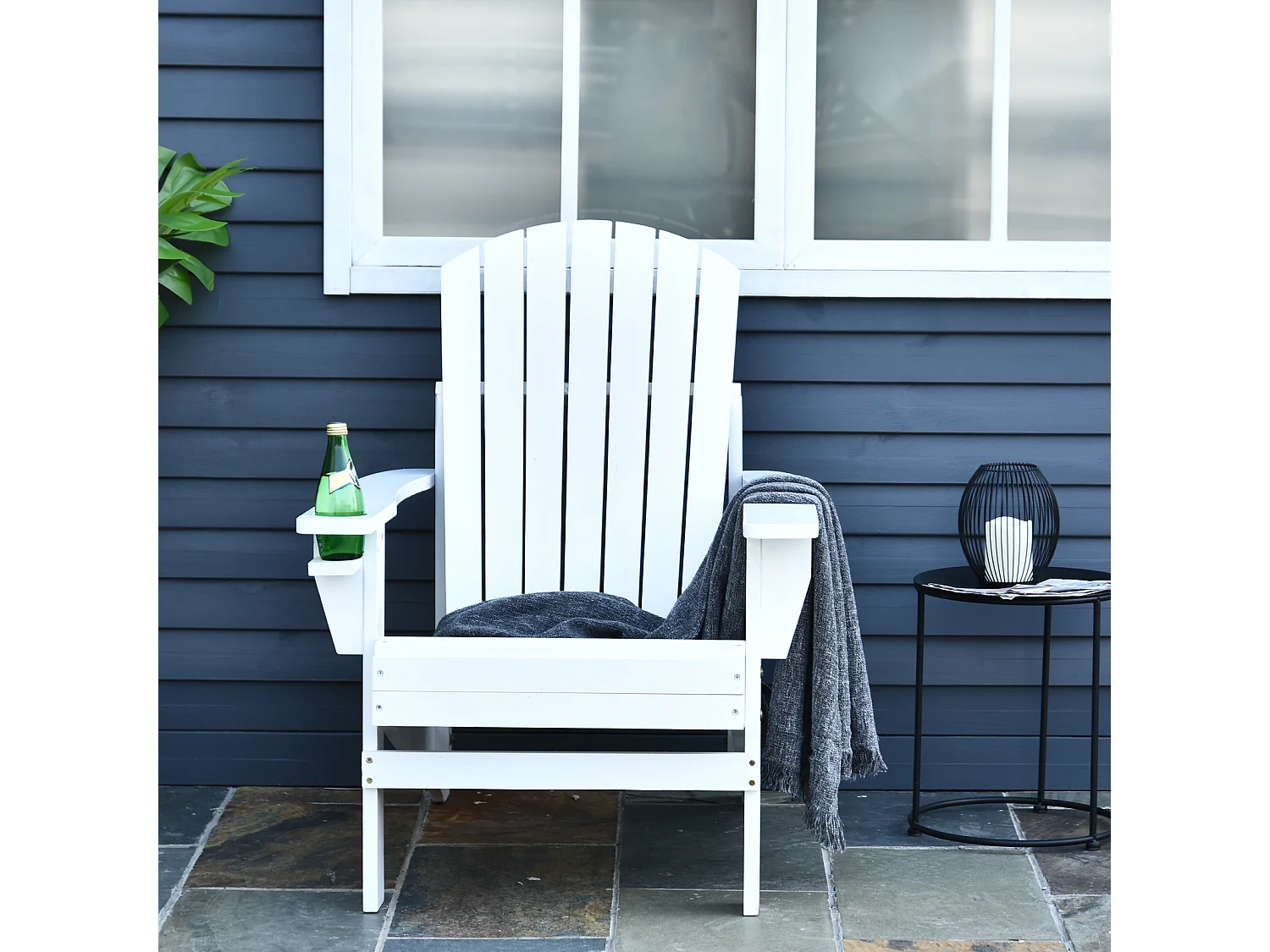 Fauteuil de jardin Adirondack chaise longue inclinable en bois 97L x 73l x 93H cm blanc