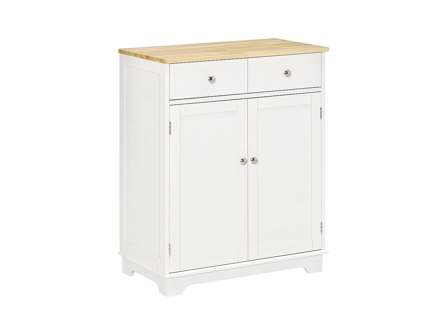 Buffet multi-rangement 2 portes avec étagère réglable 2 tiroirs coulissants MDF plateau bois d'hévéa