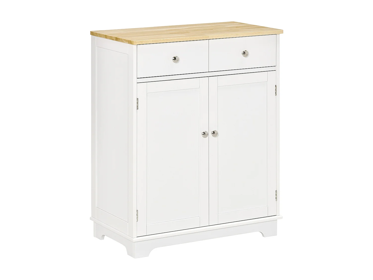 Buffet multi-rangement 2 portes avec étagère réglable 2 tiroirs coulissants MDF plateau bois d'hévéa