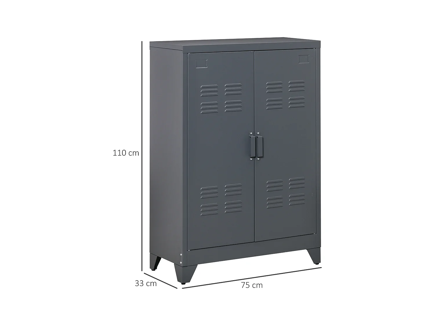 Armoire de rangement métal design industriel - 2 étagères - structure piètement tôle métal gris anthracite