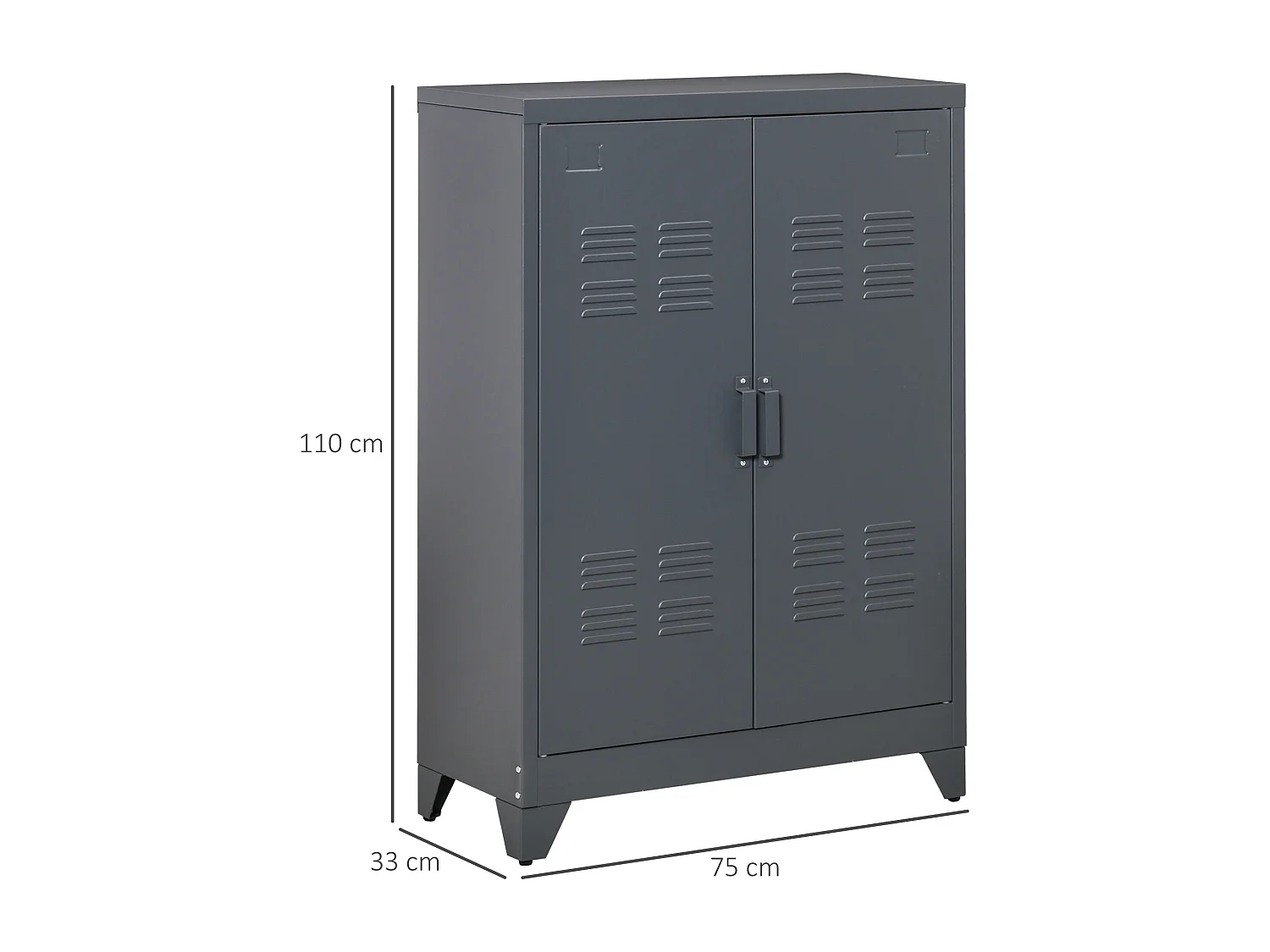 Armoire de rangement métal design industriel - 2 étagères - structure piètement tôle métal gris anthracite
