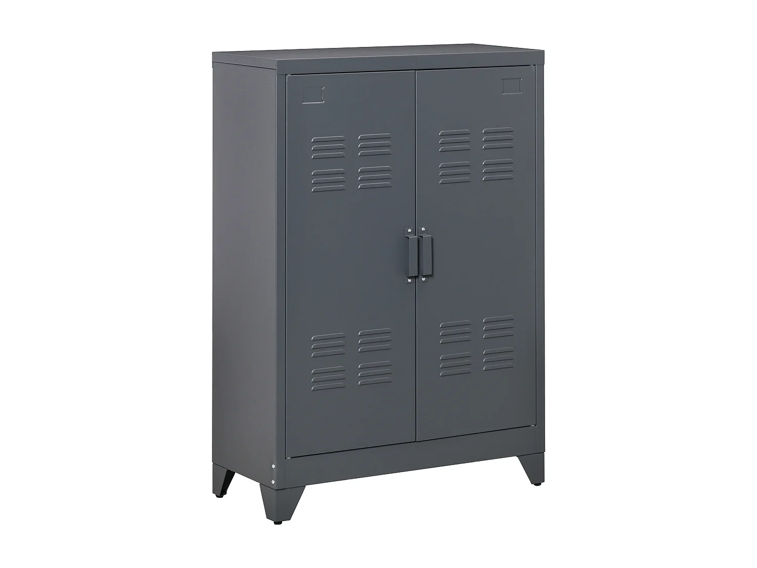 Armoire de rangement métal design industriel - 2 étagères - structure piètement tôle métal gris anthracite