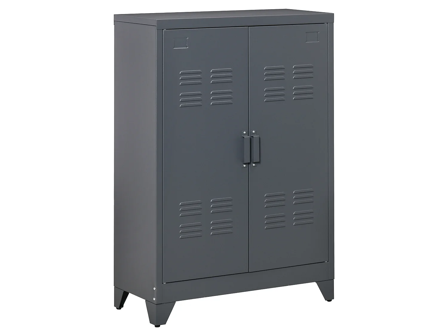 Armoire de rangement métal design industriel - 2 étagères - structure piètement tôle métal gris anthracite