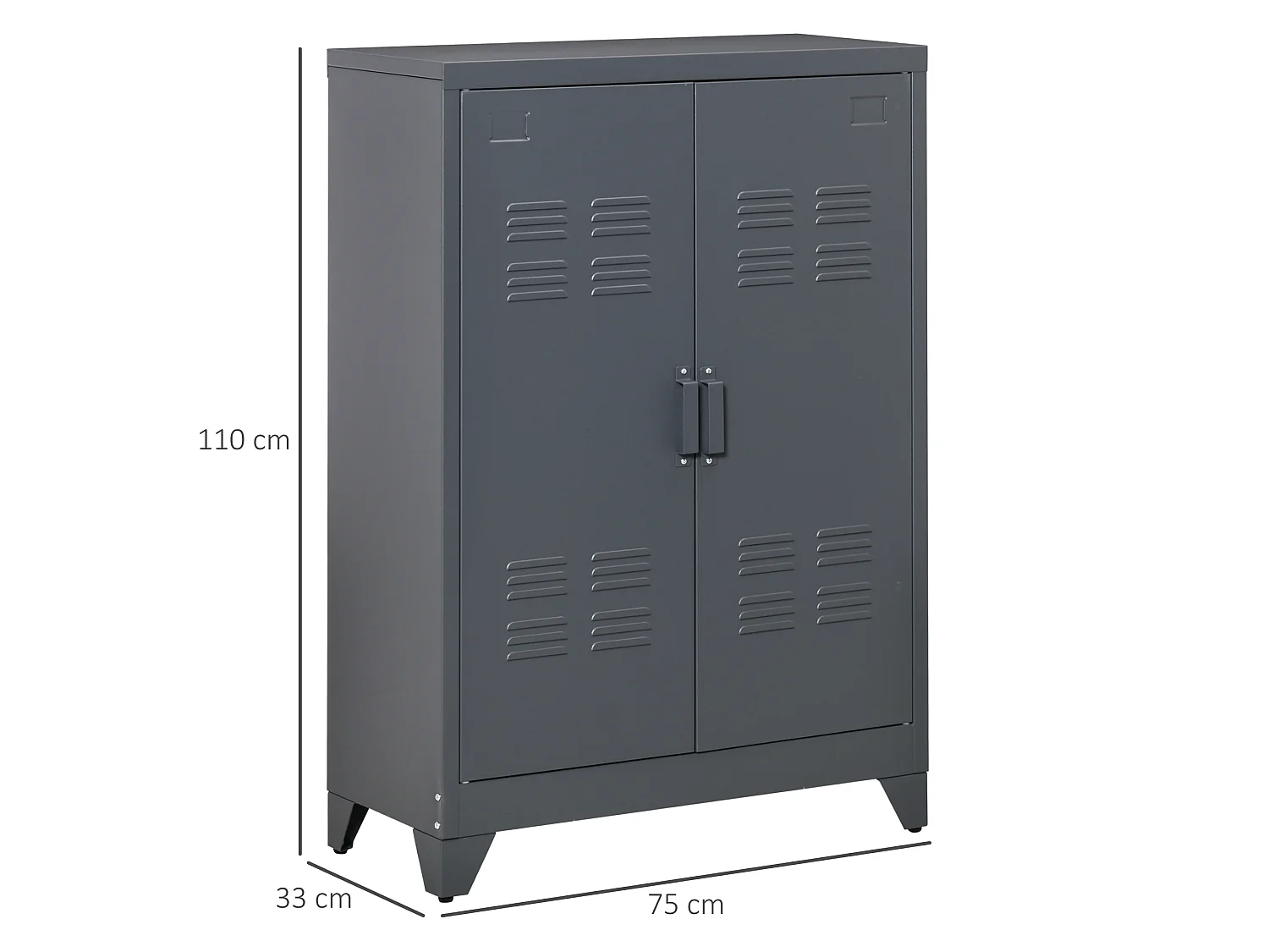 Armoire de rangement métal design industriel - 2 étagères - structure piètement tôle métal gris anthracite