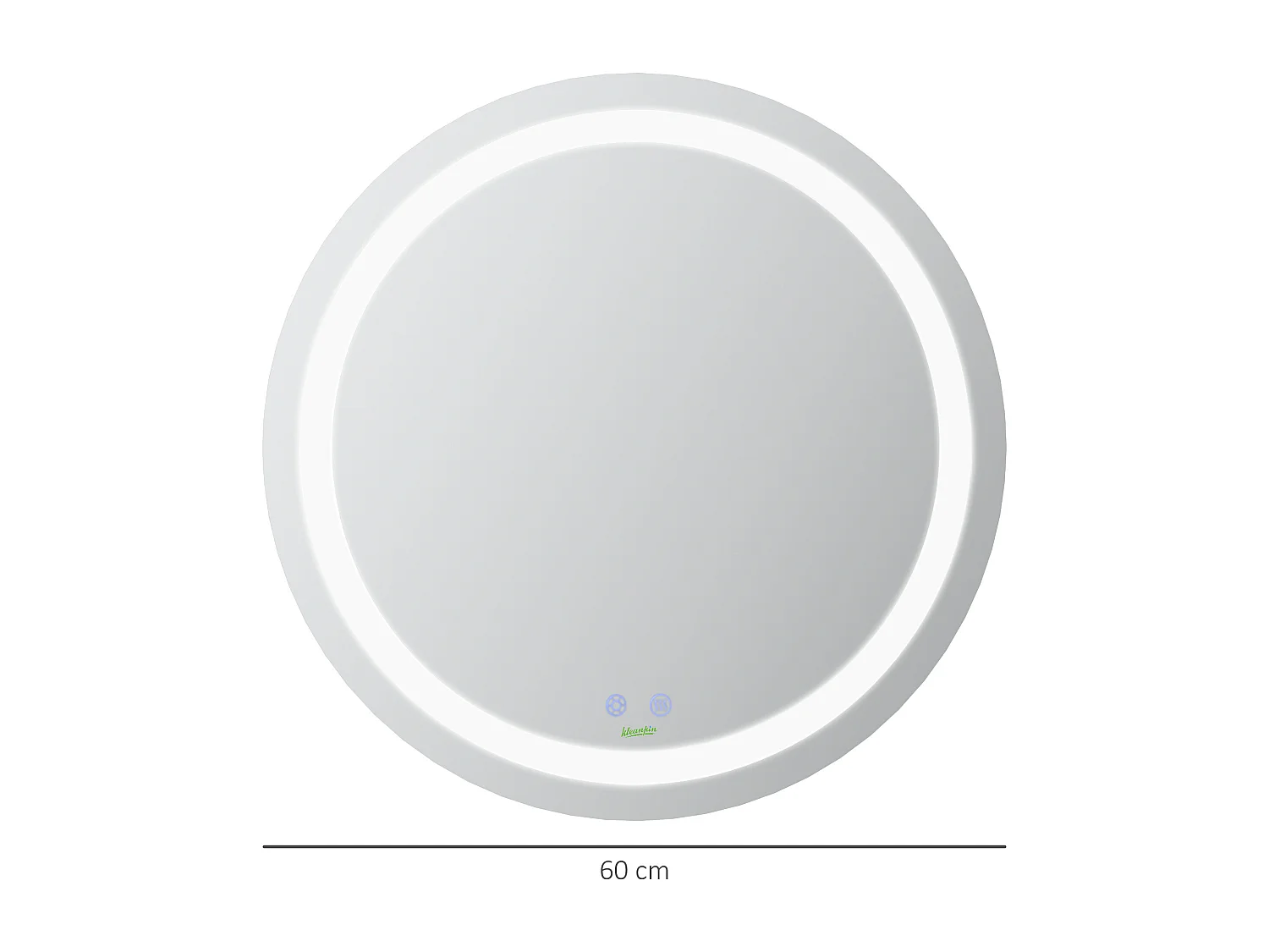 Miroir salle de bain lumineux LED 35 W - dim. Ø 60 x 4H cm - fonction anti-buée, interrupteur tactile, luminosité réglable - alu. verre