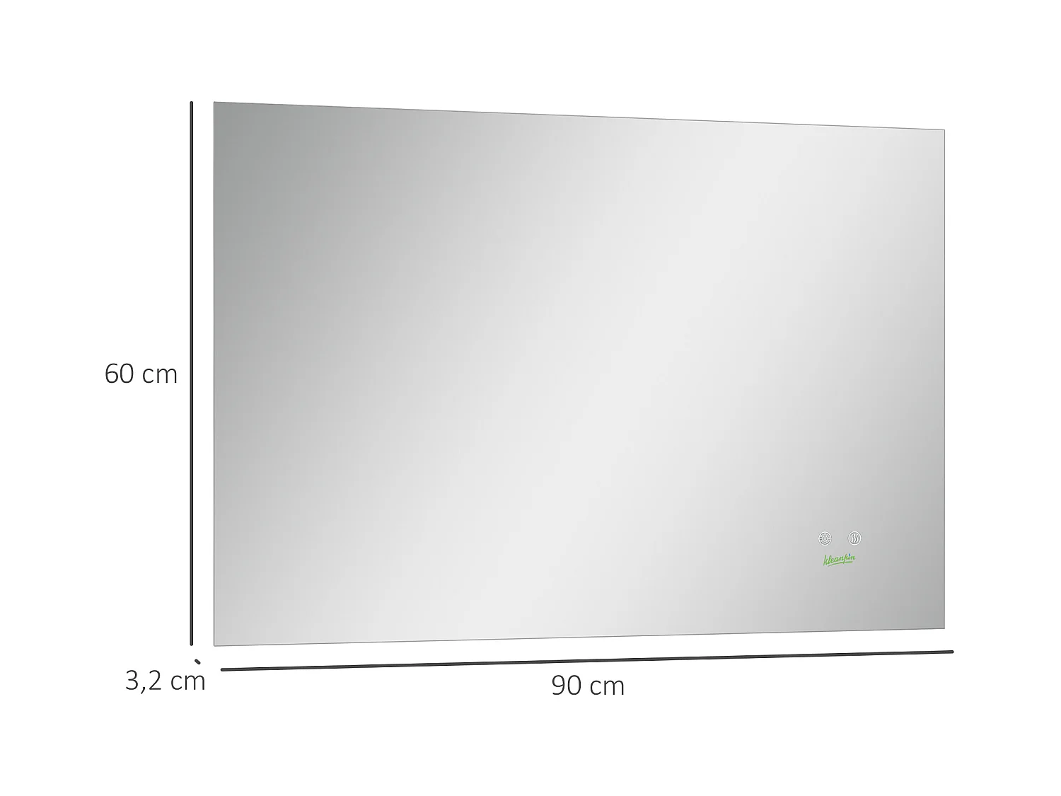 Miroir salle de bain lumineux LED 42 W - dim. 90L x 3l x 60H cm - fonction anti-buée, interrupteur tactile, luminosité réglable - alu. verre
