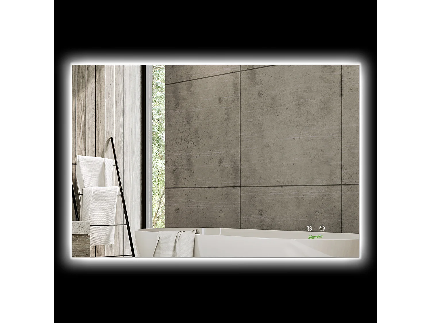 Miroir salle de bain lumineux LED 42 W - dim. 90L x 3l x 60H cm - fonction anti-buée, interrupteur tactile, luminosité réglable - alu. verre