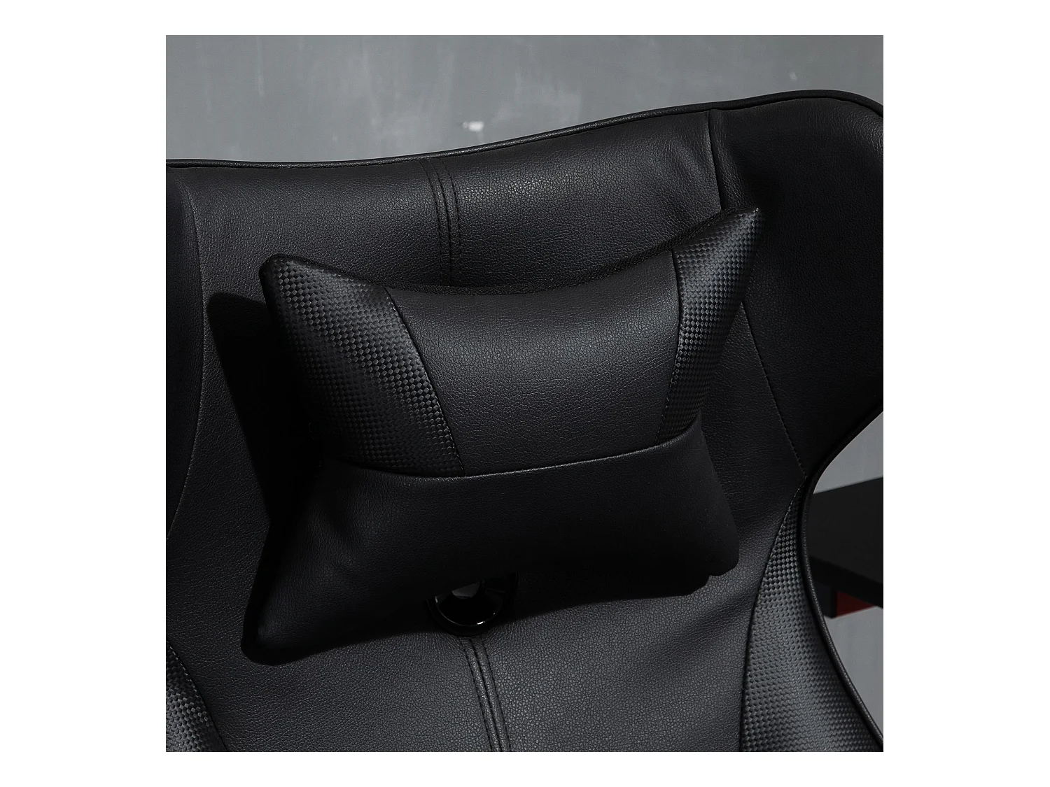 Vinsetto Fauteuil gaming fauteuil de bureau gaming base ronde métal pivotante 360° hauteur réglable coussins intégrés revêtement synthétique noir