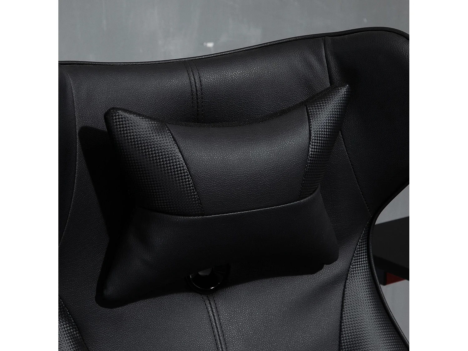 Vinsetto Fauteuil gaming fauteuil de bureau gaming base ronde métal pivotante 360° hauteur réglable coussins intégrés revêtement synthétique noir