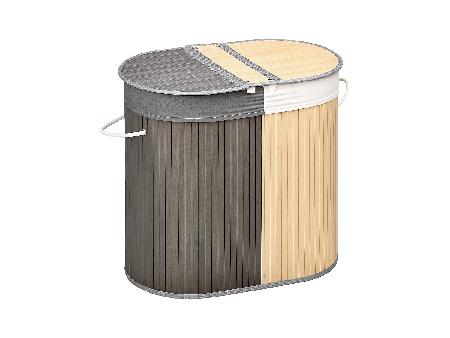 Panier à linge corbeille à linge bac à linge 100 L 2 compartiments couvercle sac amovible 2 poignées tissu bambou