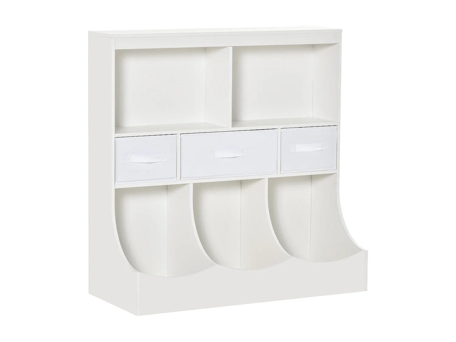 Meuble de rangement jouets enfant étagère de jouet pour chambre d'enfant 5 casiers 3 tiroirs non tissé MDF blanc