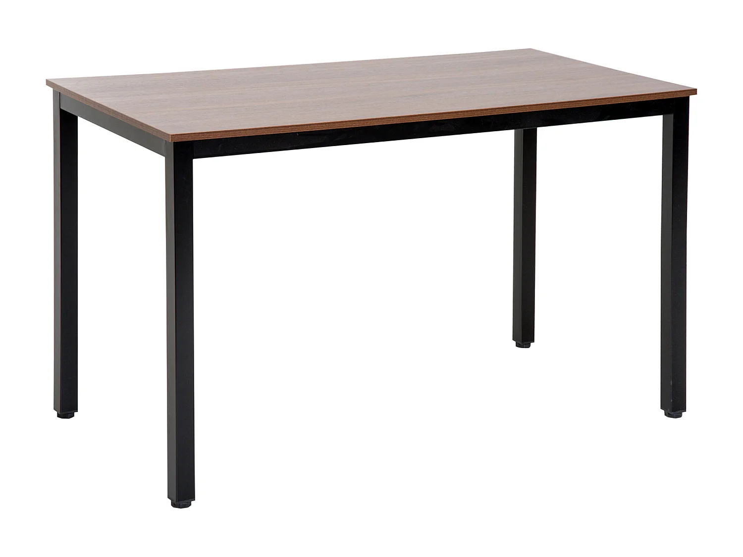 Table bureau informatique grand plateau 120L x 60l x 74H cm panneaux particules noyer métal noir