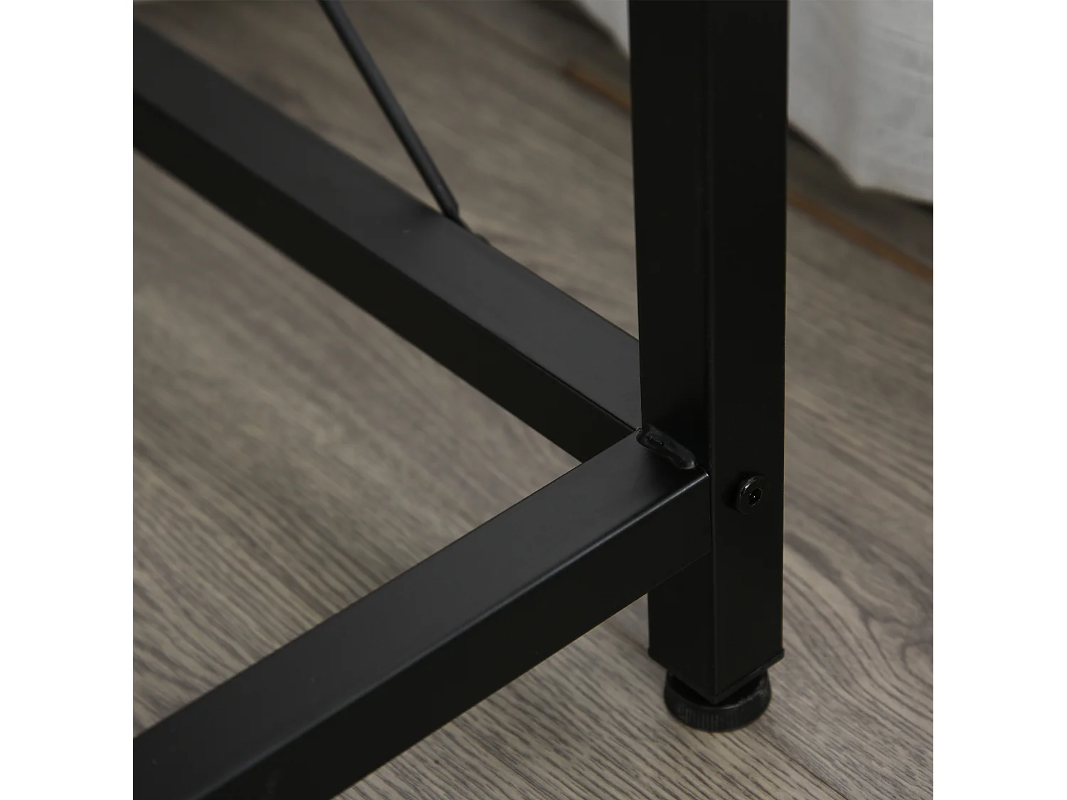 Bureau informatique design industriel bureau d'angle support CPU aspect vieux bois métal noir