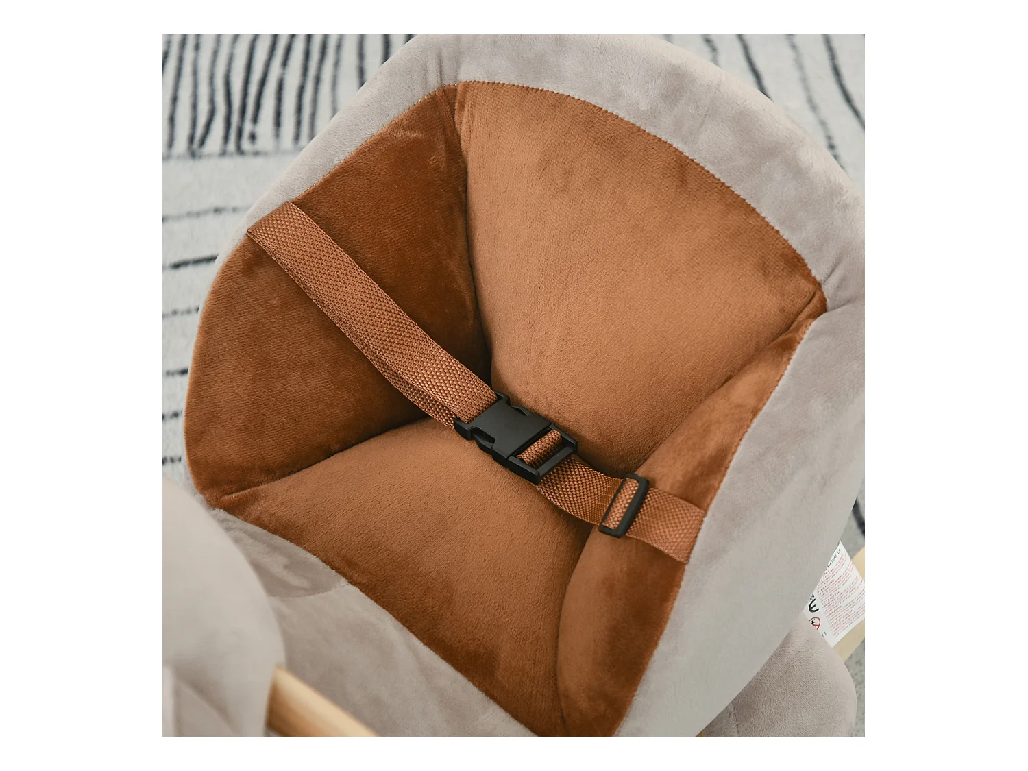 Cheval à bascule jouet à bascule ourson fauteuil intégré ceinture de sécurité fonction sonore grognement gris marron