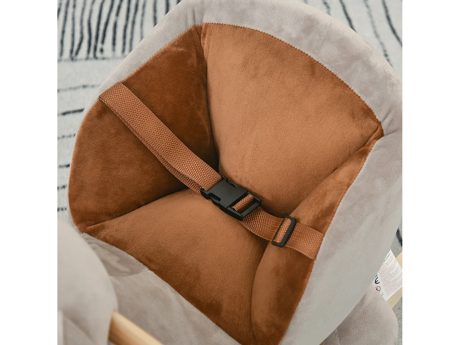 Cheval à bascule jouet à bascule ourson fauteuil intégré ceinture de sécurité fonction sonore grognement gris marron