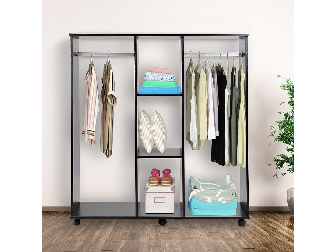 Armoire penderie meuble de rangement en panneau de particule mobile