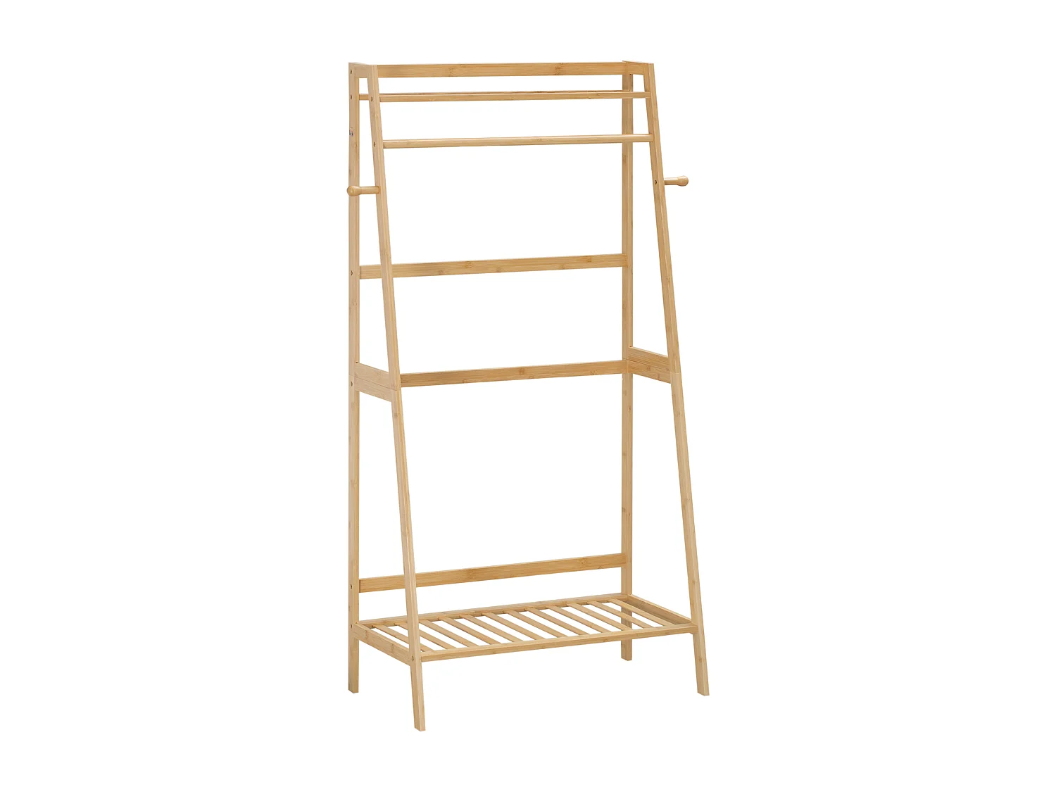 Penderie porte-manteaux - 2 étagères, espace penderie, 2 patères - dim. 82L x 36l x 140H cm - bois bambou