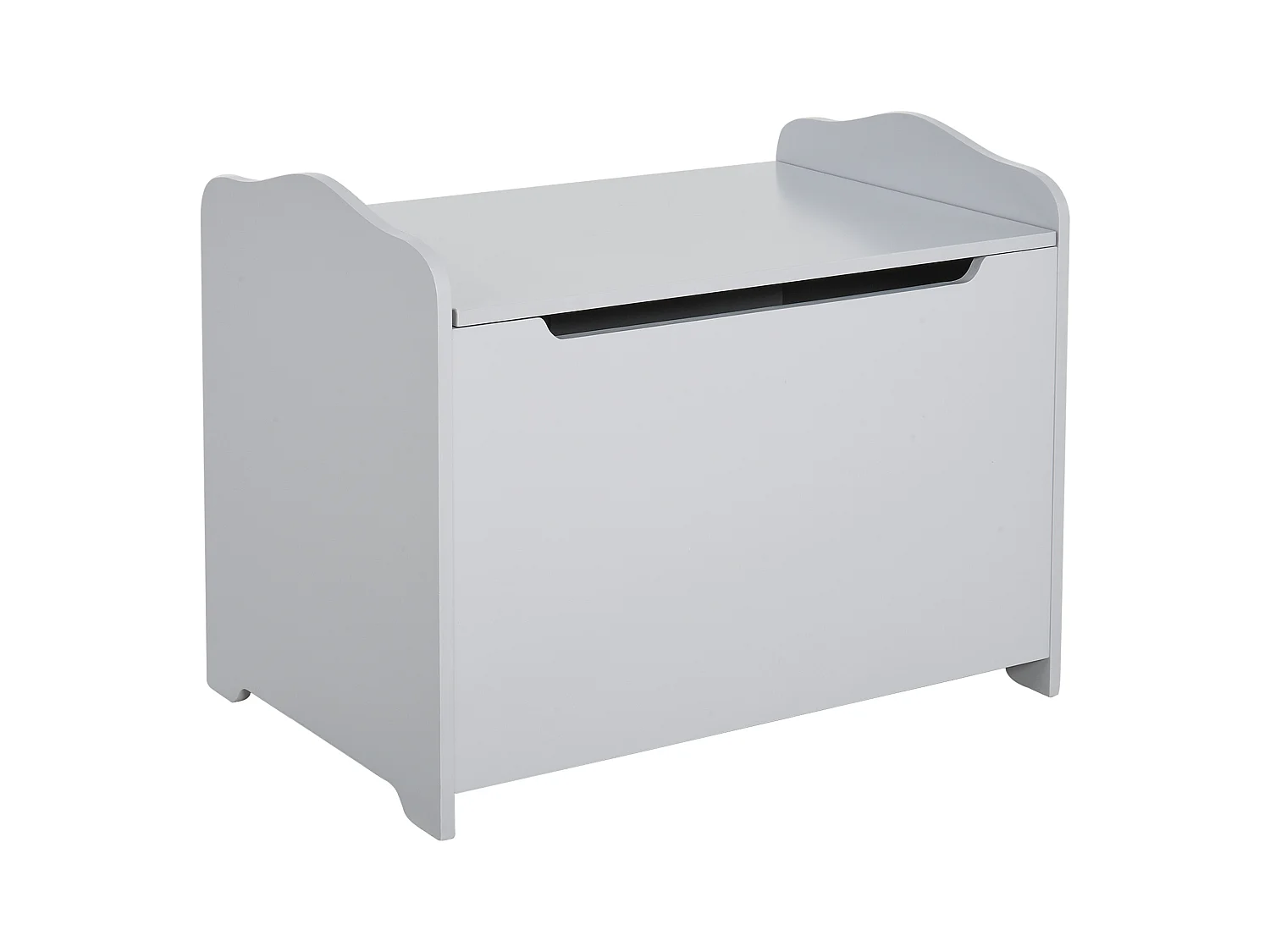 Coffre malle de rangement coffre à jouets dim. 60L x 40l x 48H cm vérin pneumatique MDF gris