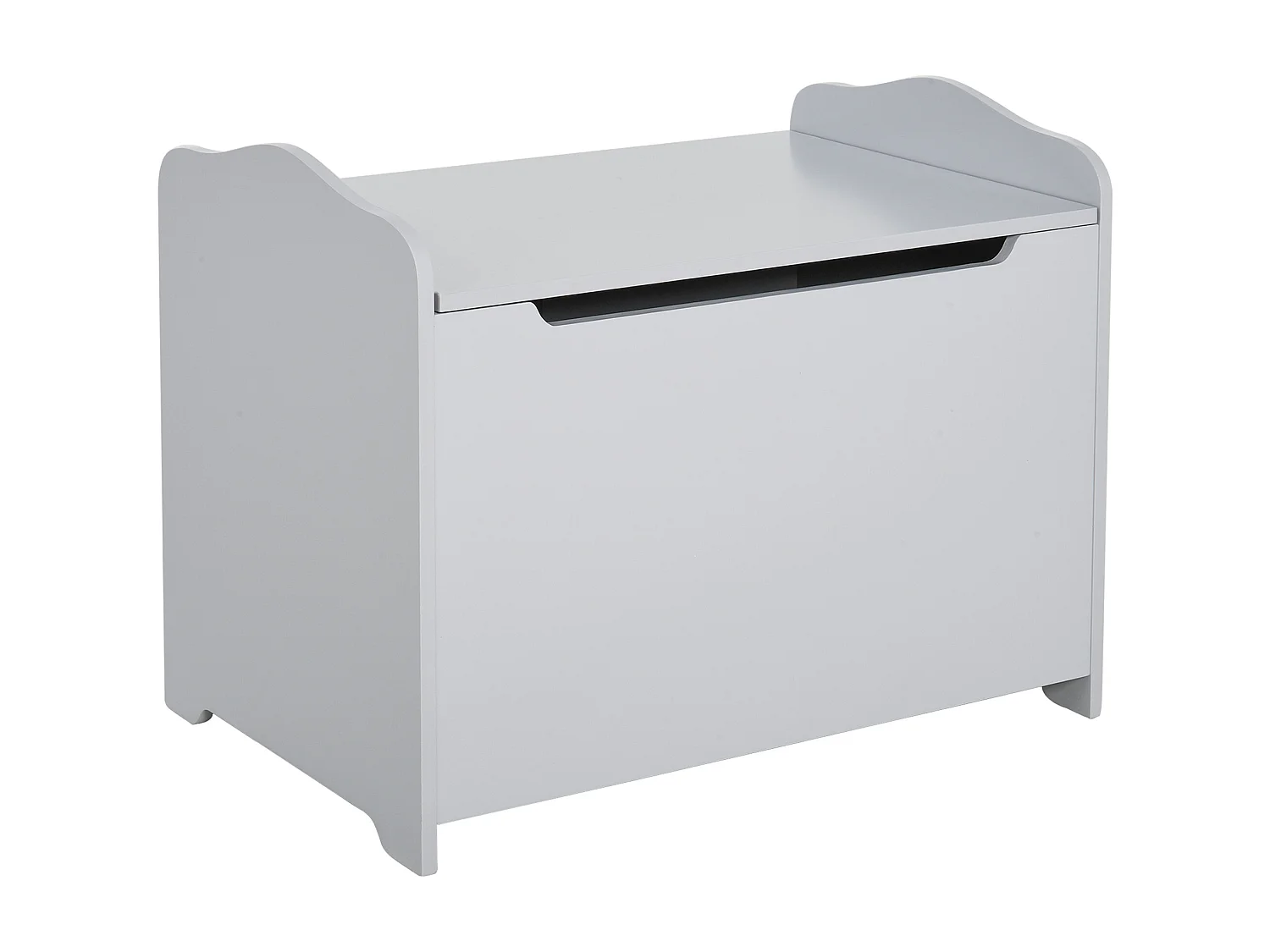 Coffre malle de rangement coffre à jouets dim. 60L x 40l x 48H cm vérin pneumatique MDF gris