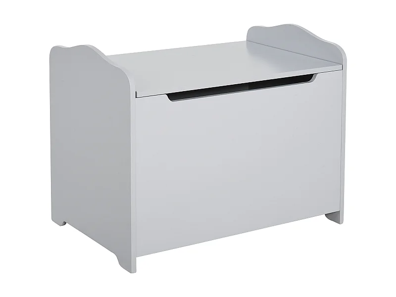 Coffre malle de rangement coffre à jouets dim. 60L x 40l x 48H cm vérin pneumatique MDF gris