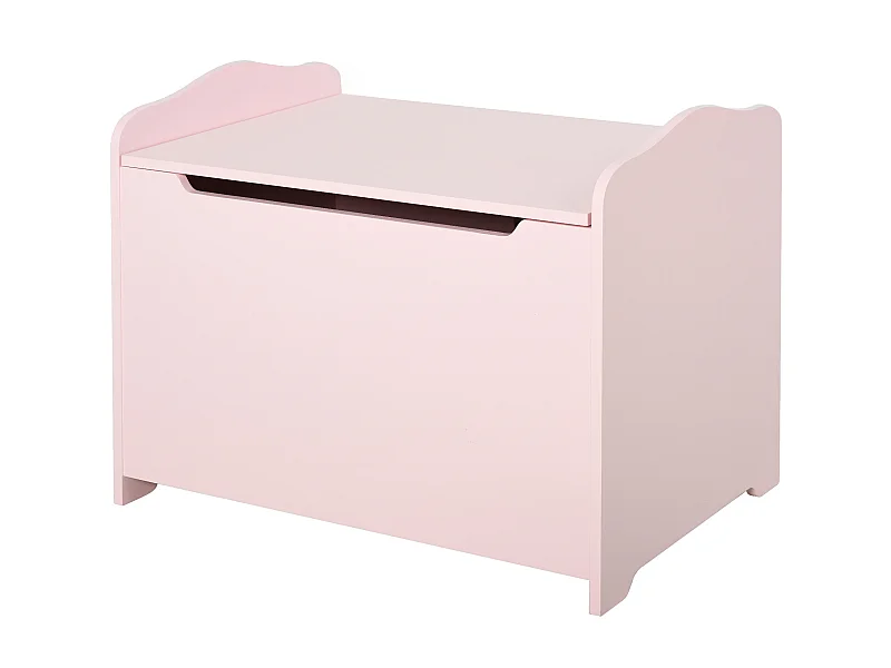 Coffre malle de rangement coffre à jouets dim. 60L x 40l x 48H cm vérin pneumatique MDF rose
