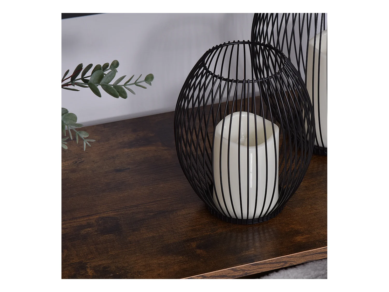 Bibliothèque style industriel 3 étagères + placard 2 portes panneaux particules aspect vieux bois métal noir