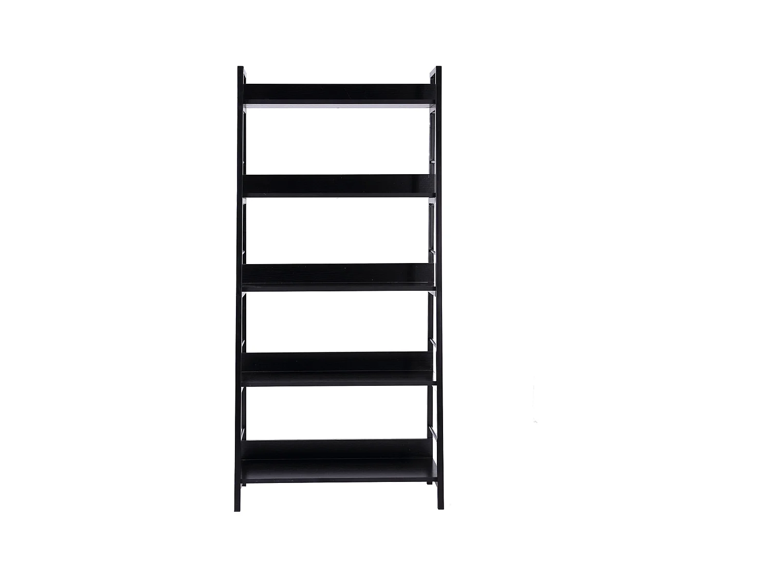 Étagère bibliothèque de rangement style industriel incliné 5 niveaux 70L x 35l x 150H cm noir