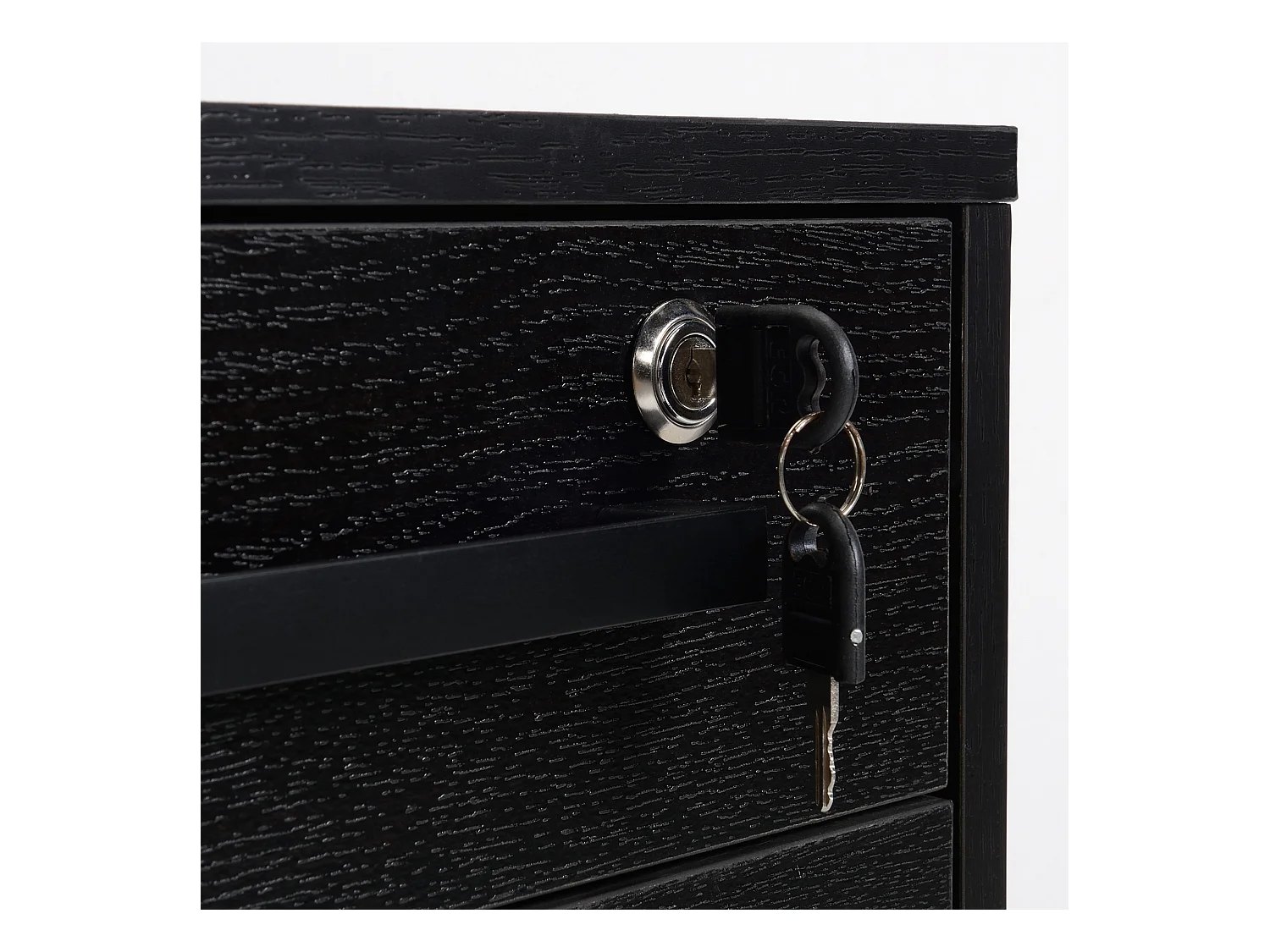 HOMCOM Caisson de bureau rangement bureau sur roulettes 3 tiroirs 1 verrouillable 1 trieur à dossiers MDF panneaux particules noir