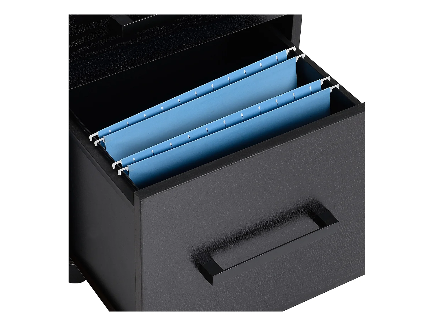 HOMCOM Caisson de bureau rangement bureau sur roulettes 3 tiroirs 1 verrouillable 1 trieur à dossiers MDF panneaux particules noir