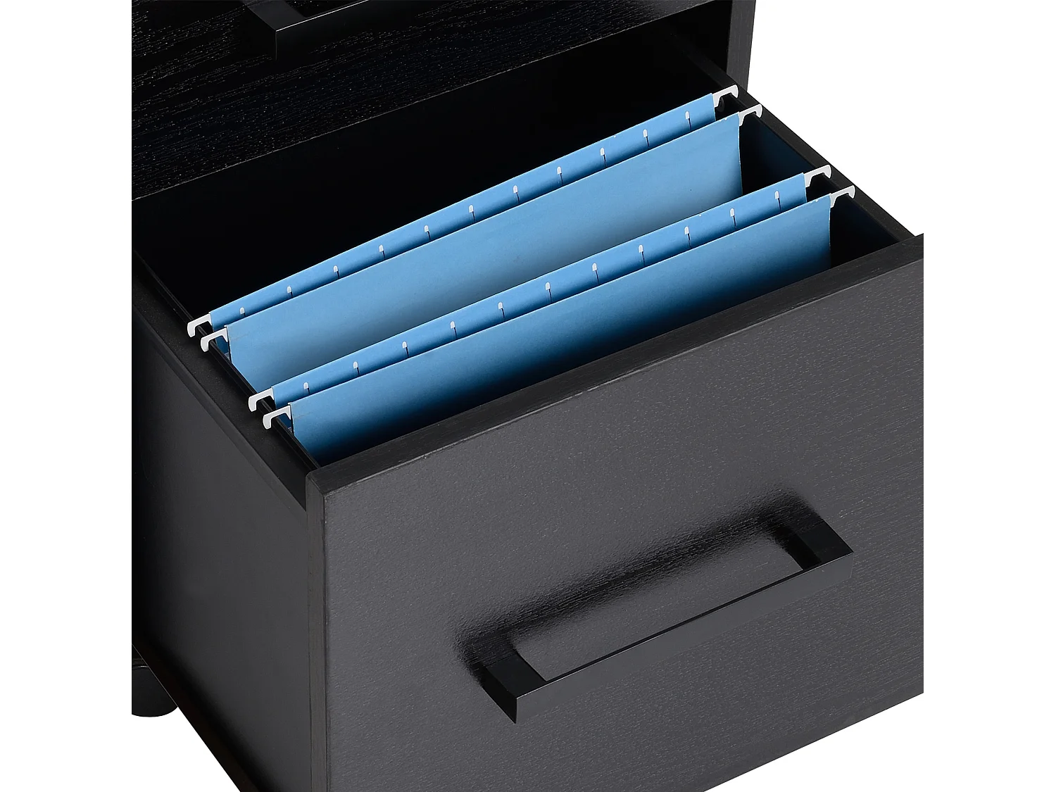 HOMCOM Caisson de bureau rangement bureau sur roulettes 3 tiroirs 1 verrouillable 1 trieur à dossiers MDF panneaux particules noir