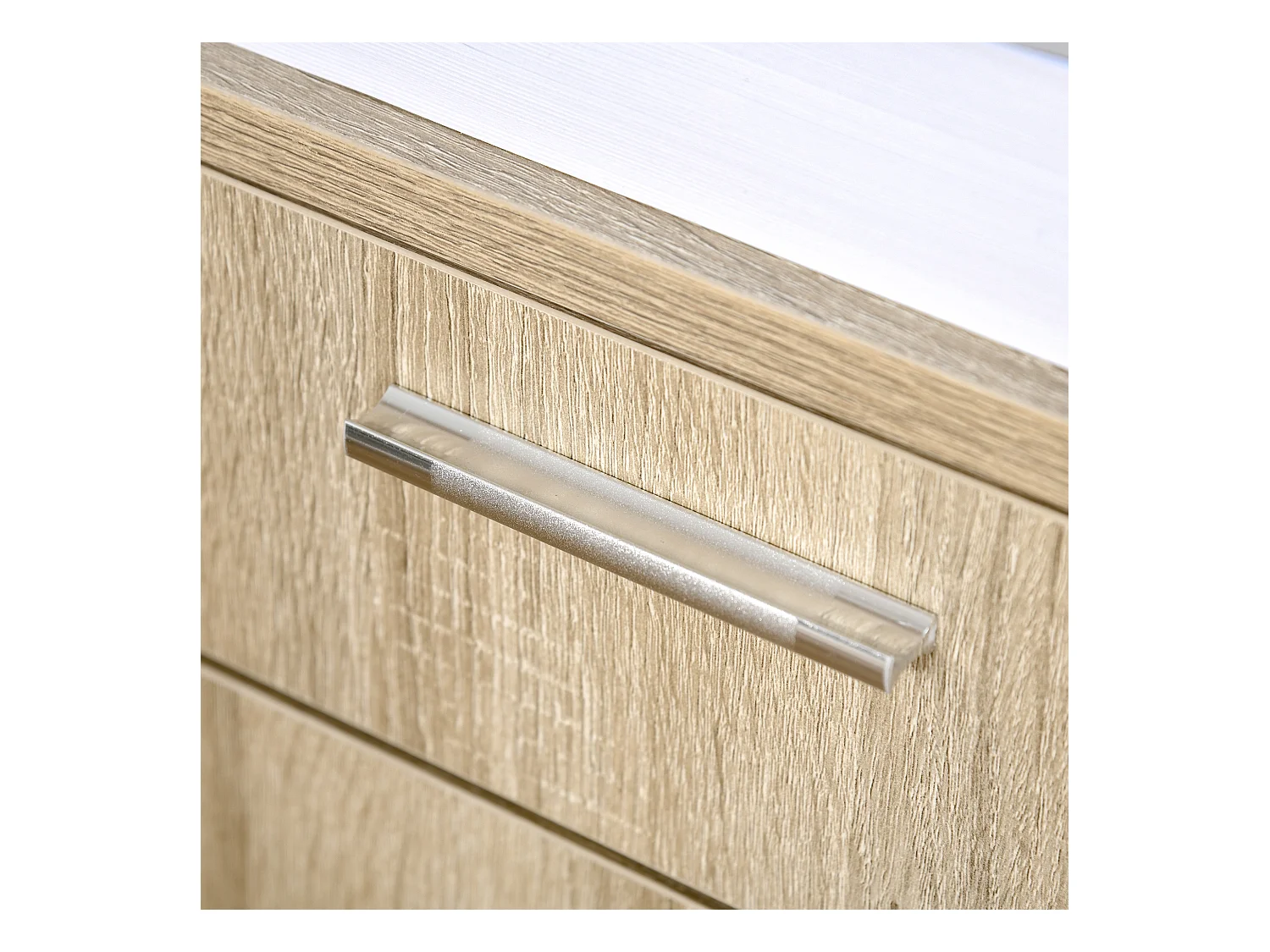 Vinsetto Support d'imprimante - caisson organiseur bureau - 3 niches, 2 tiroirs, grand plateau - panneaux particules chêne clair