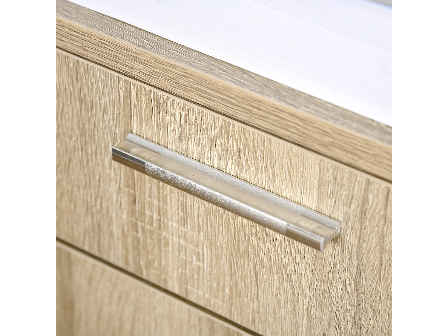 Vinsetto Support d'imprimante - caisson organiseur bureau - 3 niches, 2 tiroirs, grand plateau - panneaux particules chêne clair