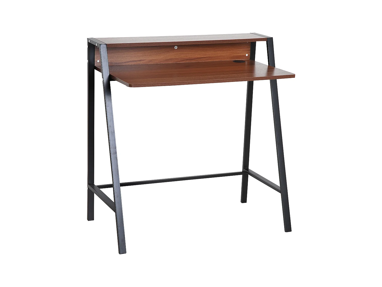Bureau secrétaire bureau informatique dim. 84L x 45l x 85H cm style néo-rétro étagère coloris noyer noir