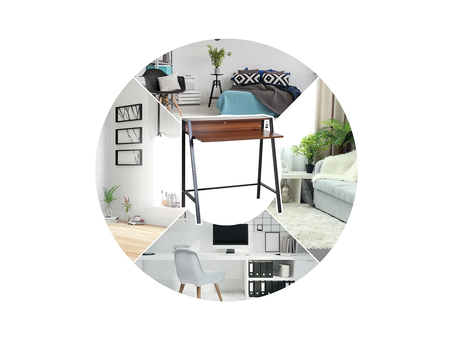 Bureau secrétaire bureau informatique dim. 84L x 45l x 85H cm style néo-rétro étagère coloris noyer noir