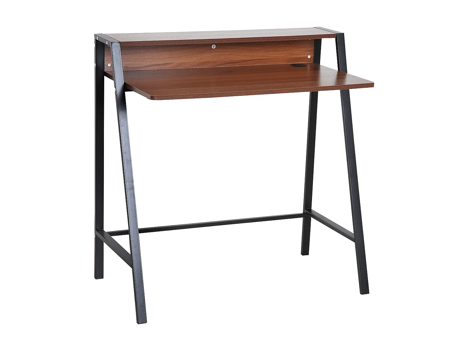 Bureau secrétaire bureau informatique dim. 84L x 45l x 85H cm style néo-rétro étagère coloris noyer noir