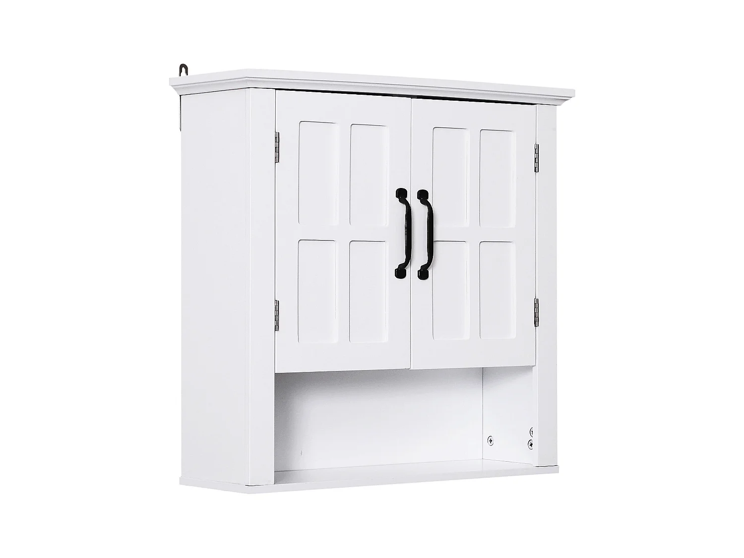 Armoire haute murale de salle de bain ou WC placard 2 portes 2 étagères niche dim. 60L x 20l x 58H cm MDF panneaux particules blanc
