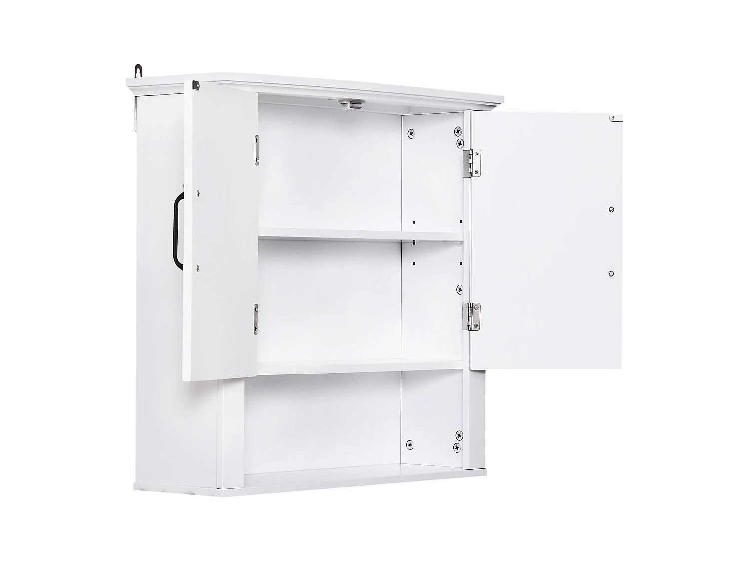 Armoire haute murale de salle de bain ou WC placard 2 portes 2 étagères niche dim. 60L x 20l x 58H cm MDF panneaux particules blanc