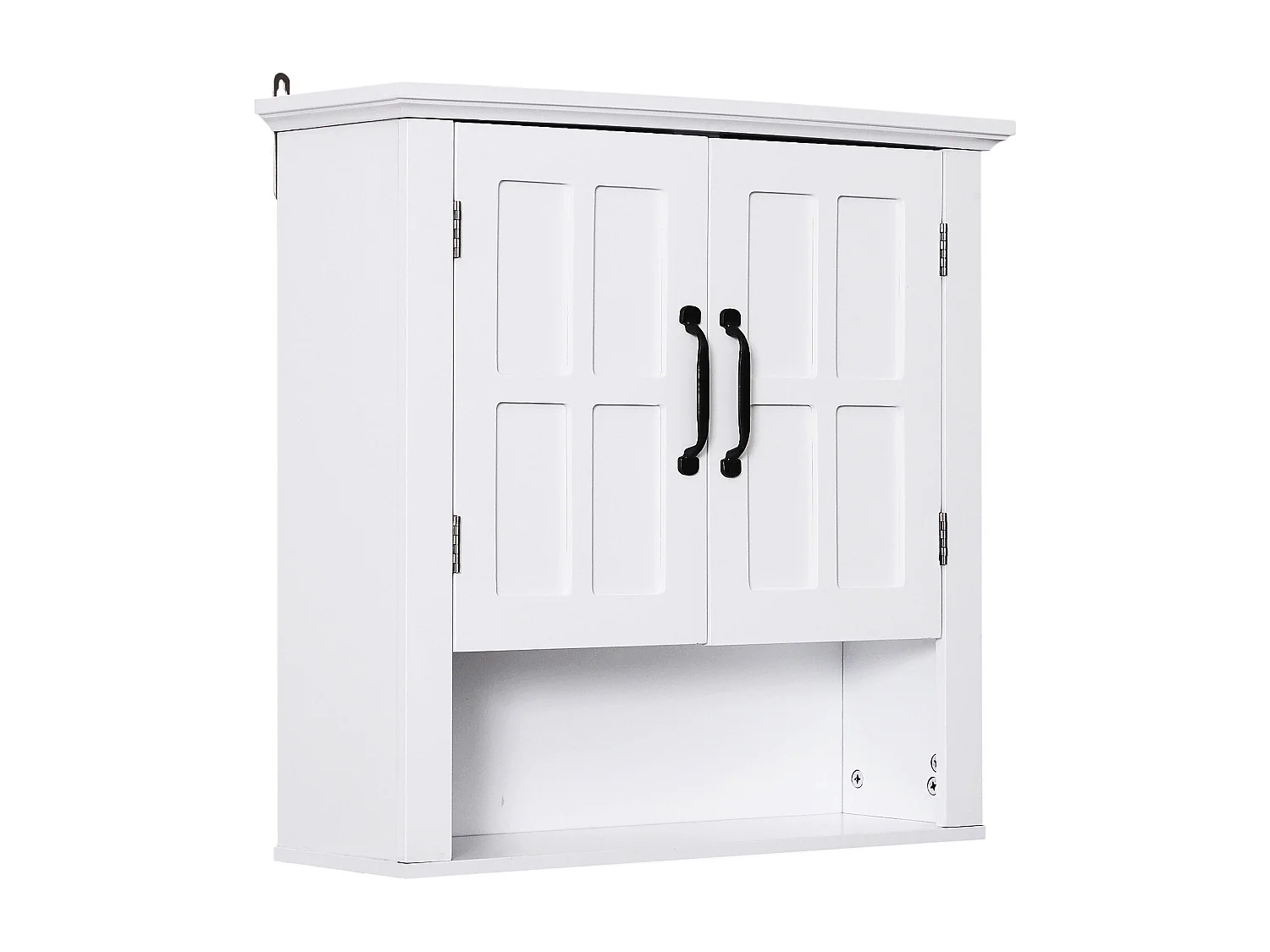 Armoire haute murale de salle de bain ou WC placard 2 portes 2 étagères niche dim. 60L x 20l x 58H cm MDF panneaux particules blanc