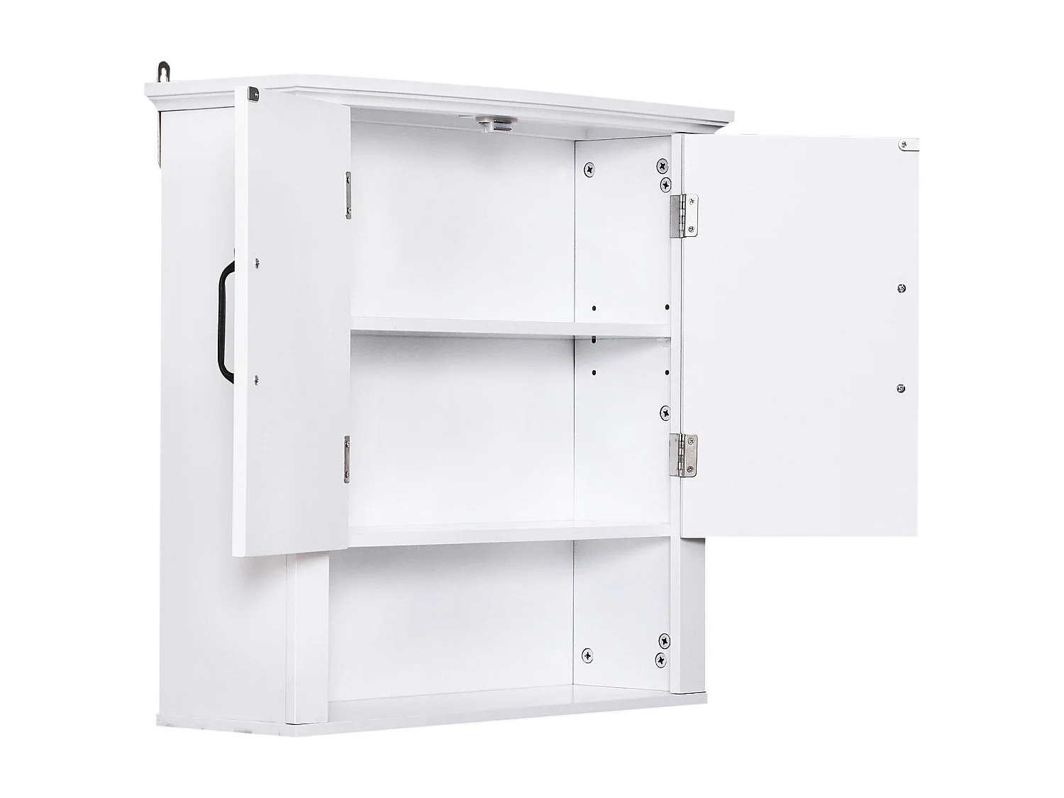 Armoire haute murale de salle de bain ou WC placard 2 portes 2 étagères niche dim. 60L x 20l x 58H cm MDF panneaux particules blanc