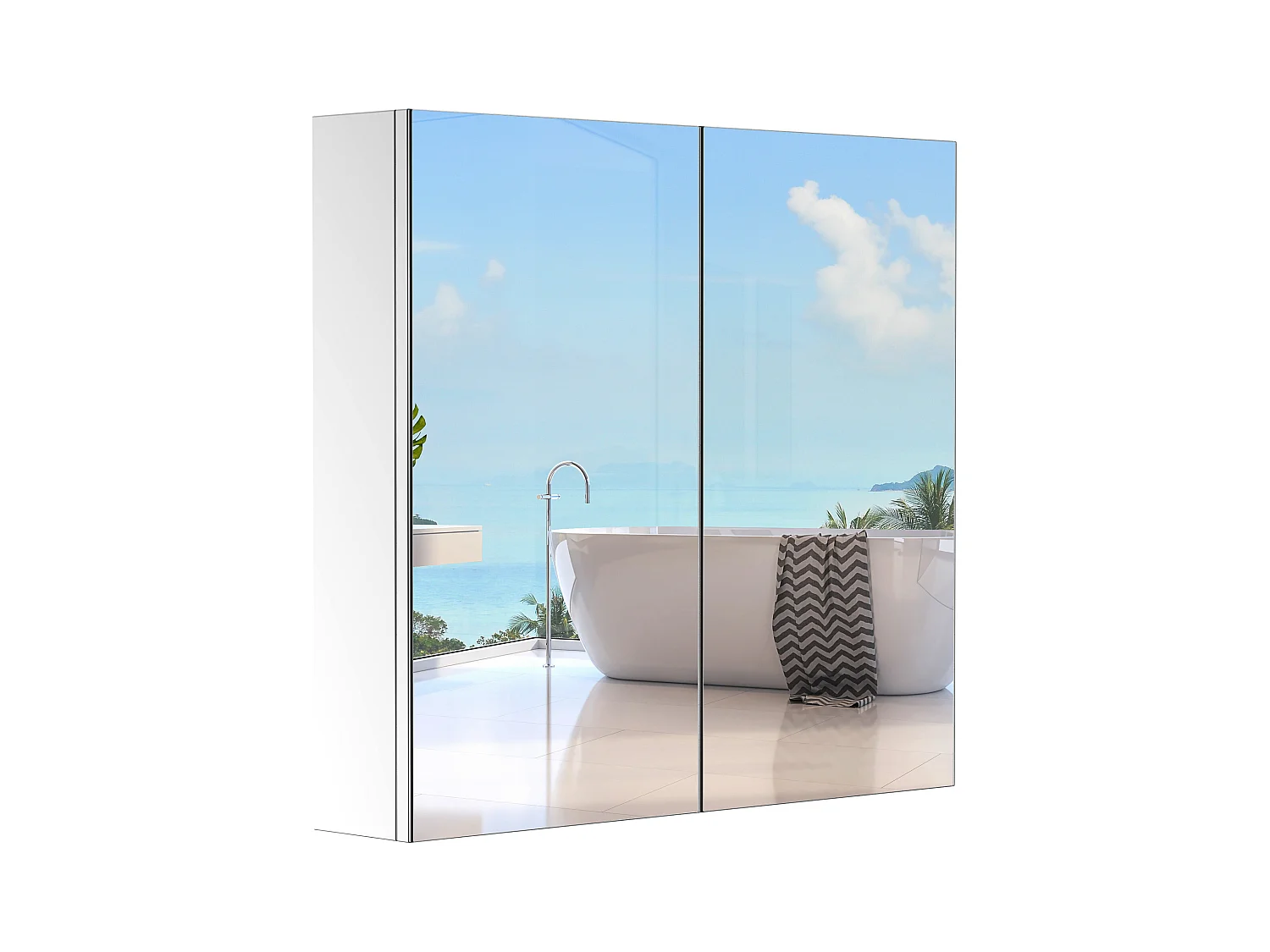Armoire miroir rangement toilette salle de bain meuble mural dim. 60L x 12l x 55H cm acier inox.
