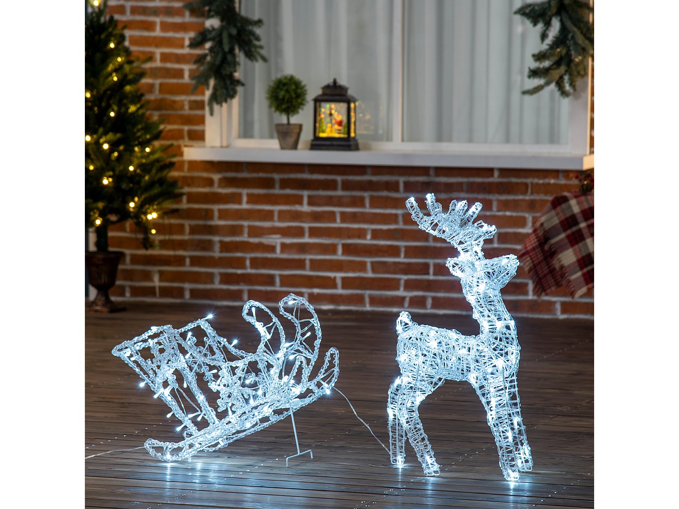 Décoration LED renne pour extérieur 47 cm noir NELLIM